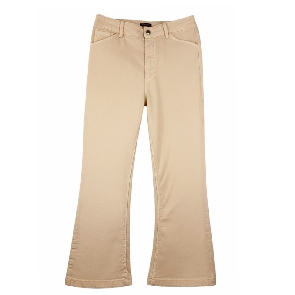 Massimo Dutti Womens 6 High Rise Kick Flare Stretch Blush‎ Beige Jeans Capsule